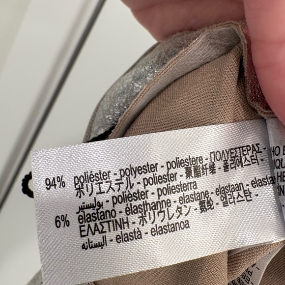 Zara Vegan Leather Metallic Silver Crinkle Skirt With Slit Size Small - Picture 9 of 11